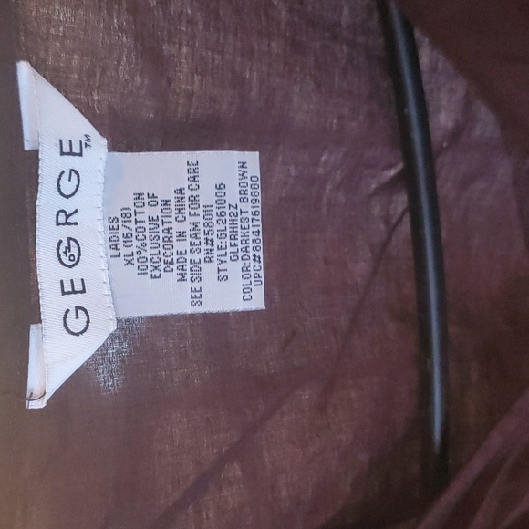 George Sleeveless Brown Embroidered Back Tie Sz XL Tunic Top Blouse - Picture 4 of 10